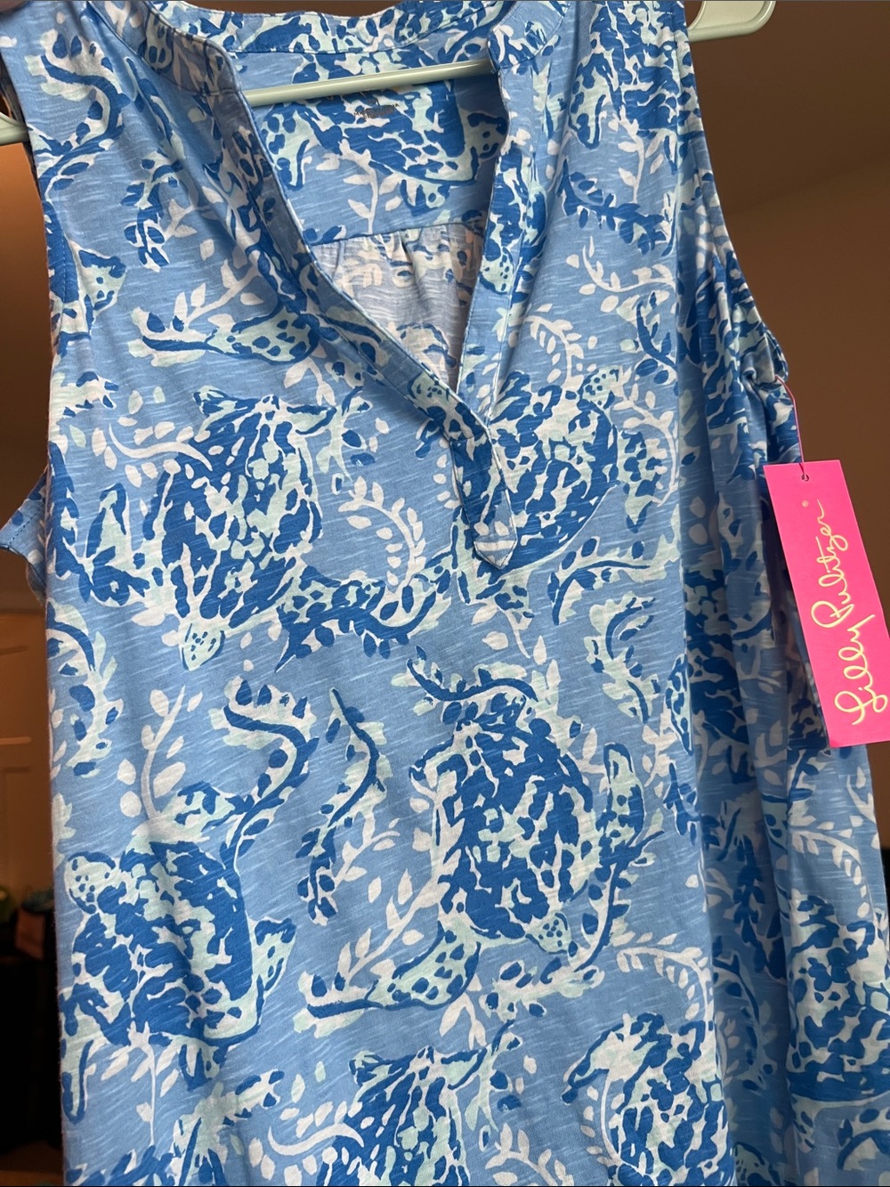 Lilly Pulitzer Dev Knit Blue Peri Turtley Awesome Sleeveless Tank Medium NEW